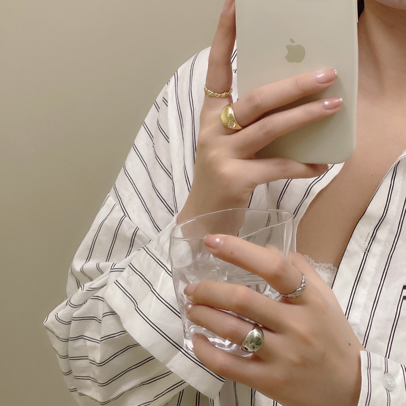 Set 2 Nhẫn Kim Loại Thiết Kế Sáng Tạo Cá Tính