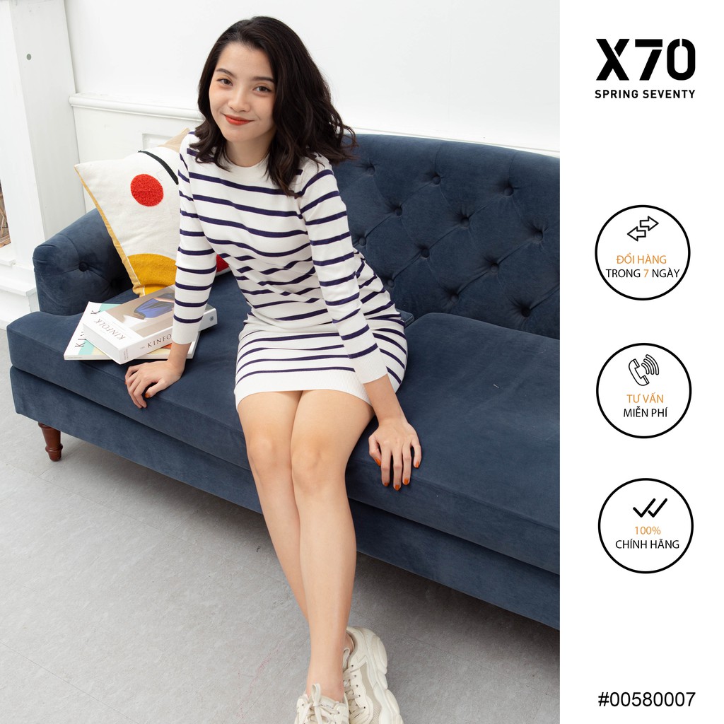 Đầm Nữ Form Suông Tay Dài Họa Tiết Kẻ Sọc Ngang Thời Trang X70 - 00580007 | BigBuy360 - bigbuy360.vn