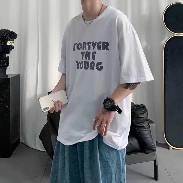 Áo Thun Tay Ngắn Dáng Rộng In Chữ Thời Trang Mùa Hè Cho Nam Và Nữ Size M-8XL