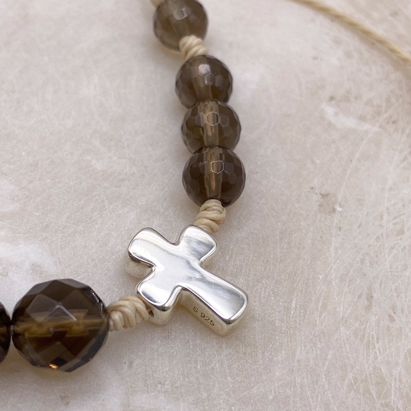 Chuỗi Mân Côi vòng tay đá ngọc trong đeo tay Thánh Giá bạc s925 Đức Mẹ trang sức silver jewelry KimKimRosa