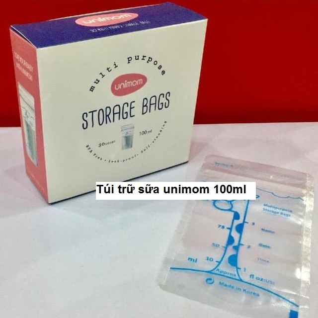 Hộp 30 túi trữ sữa, túi đựng sữa mẹ dung tích 100ml các thương hiệu Unimom/ Gb baby / Sami/ Babu