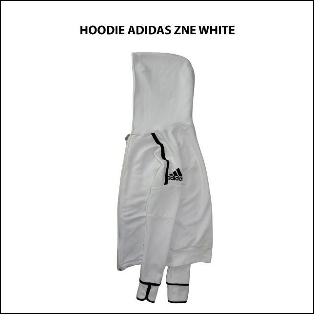 Áo Khoác Hoodie Màu Trắng In Logo Adidas Năng Động Thời Trang