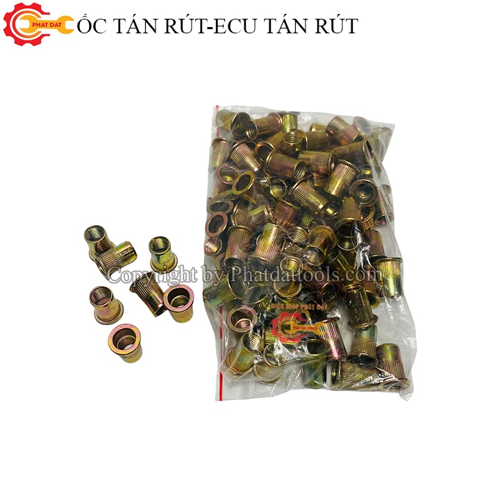 Túi 100 Ốc Tán Rút-Ecu Tán Rút Size M6-M8-M10-Chuyên dùng để cấy ren cho các tấm kim loại mỏng dày từ 0.8mm-3.5mm