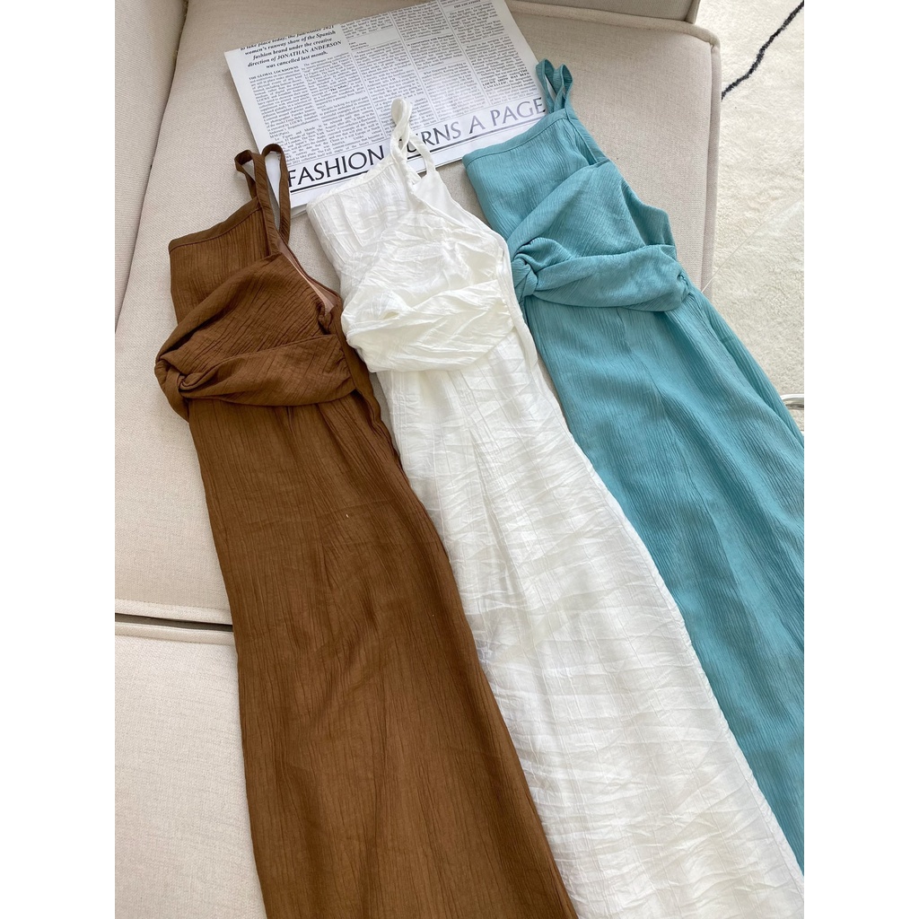 Váy 2s linen xoắn ngực