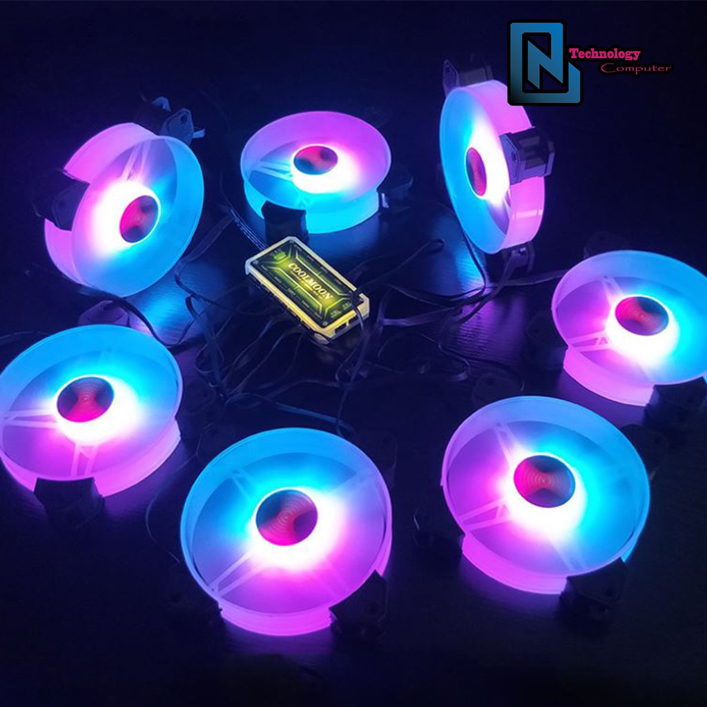 Bộ HUB Coolmoon Chia Thành 10 Cổng Fan LED 2 Cổng Dành Cho Dây LED RGB kèm điều khiển Bật Mở LED Điều Khiển Tốc Độ Quạt