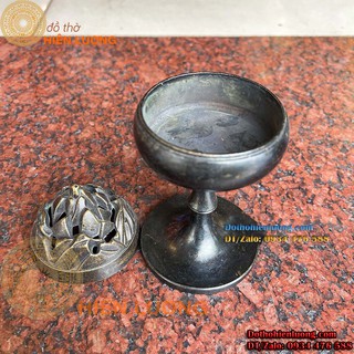 Lư Đốt Trầm Sen Búp Phật Thủ Bằng Đồng MàuĐen