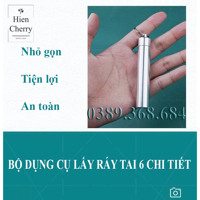 Bộ dụng cụ lấy ráy tai, bộ ngoáy tai, vệ sinh tai 6 chi tiết kèm hộp kim loại tiện lợi
