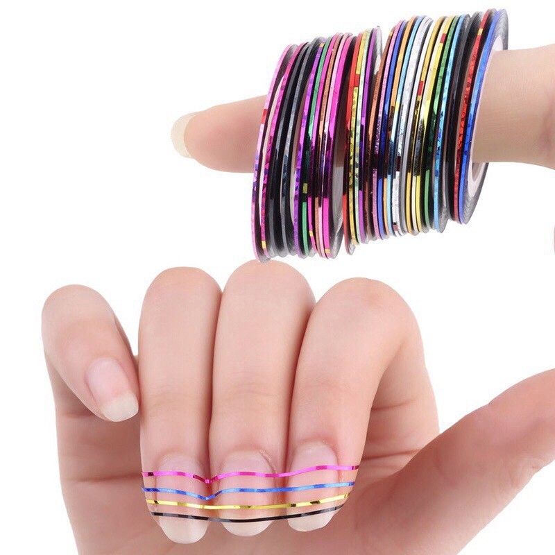 Sợi decal dán móng nghệ thuật 30 màu lấp lánh nhũ đẹp nail art