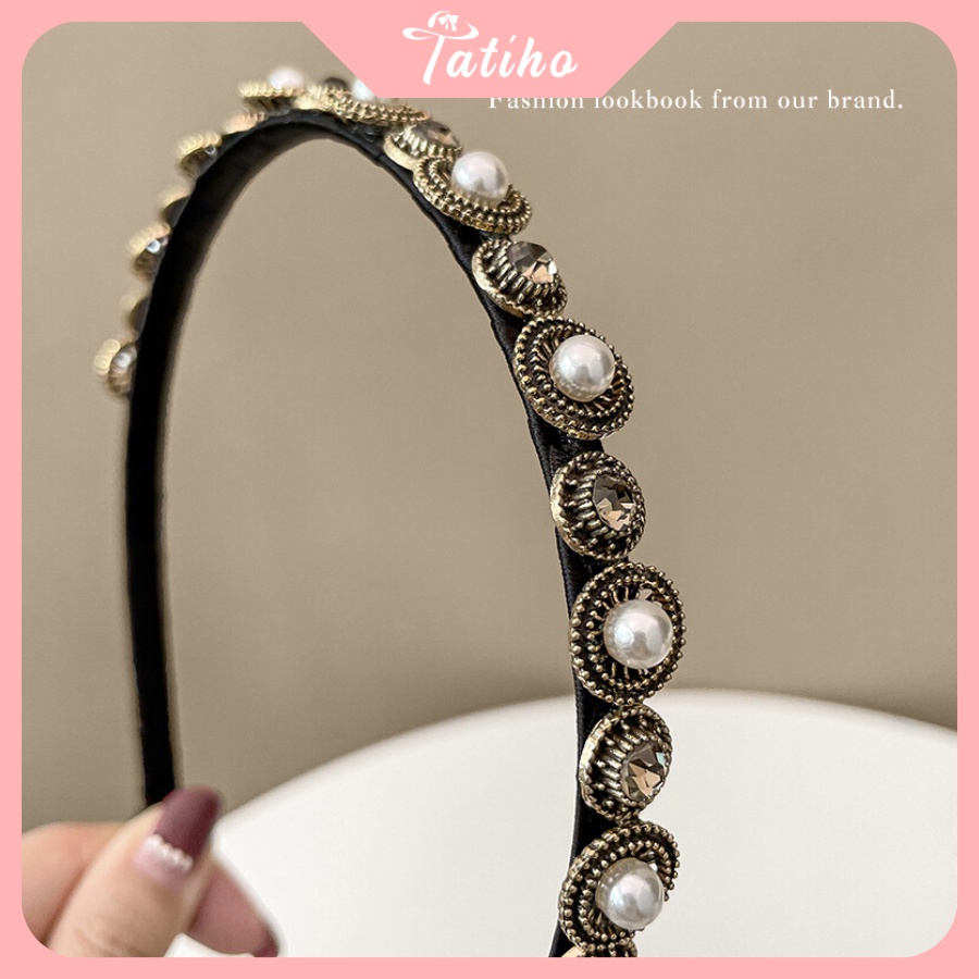 Cài Tóc Unisex, Băng Đô Phối Đính Đá Phong Cách Vintage Thời Trang Hàn Quốc Hottrend  - TATIHO - Mã CT012