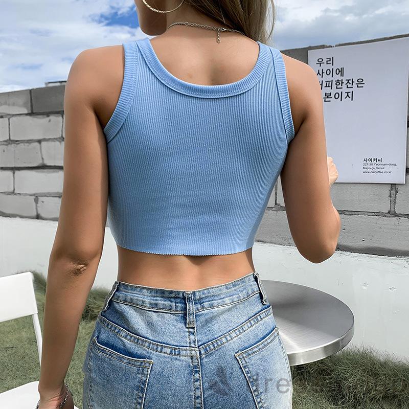 Áo dệt kim cổ U in họa tiết thời trang cho nữ