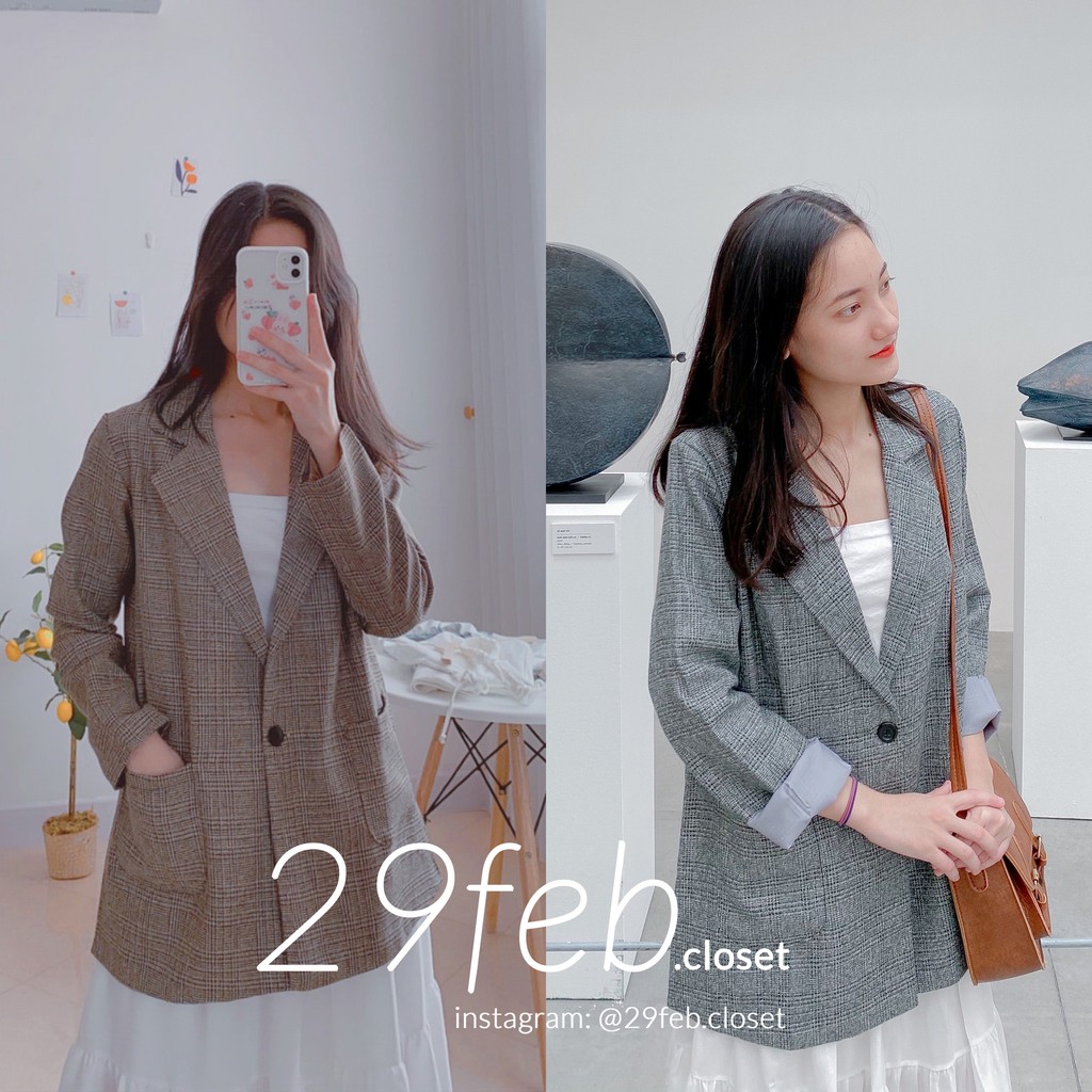 Áo blazer dạ 2 lớp kẻ 1 khuy (Ảnh thật) | BigBuy360 - bigbuy360.vn
