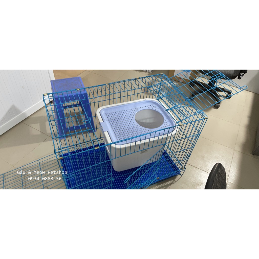 Nhà thùng vệ sinh toilet mèo lớn 2 cửa loại kín hình chữ nhật 2 cửa cho mèo kèm xẻng - nhựa cao cấp