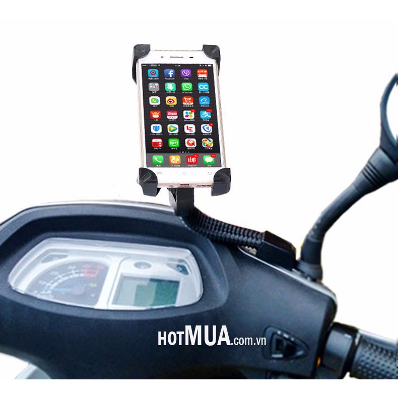 Kẹp gắn điện thoại trên xe máy mẫu 4 chân gương grab uber goviet | BigBuy360 - bigbuy360.vn