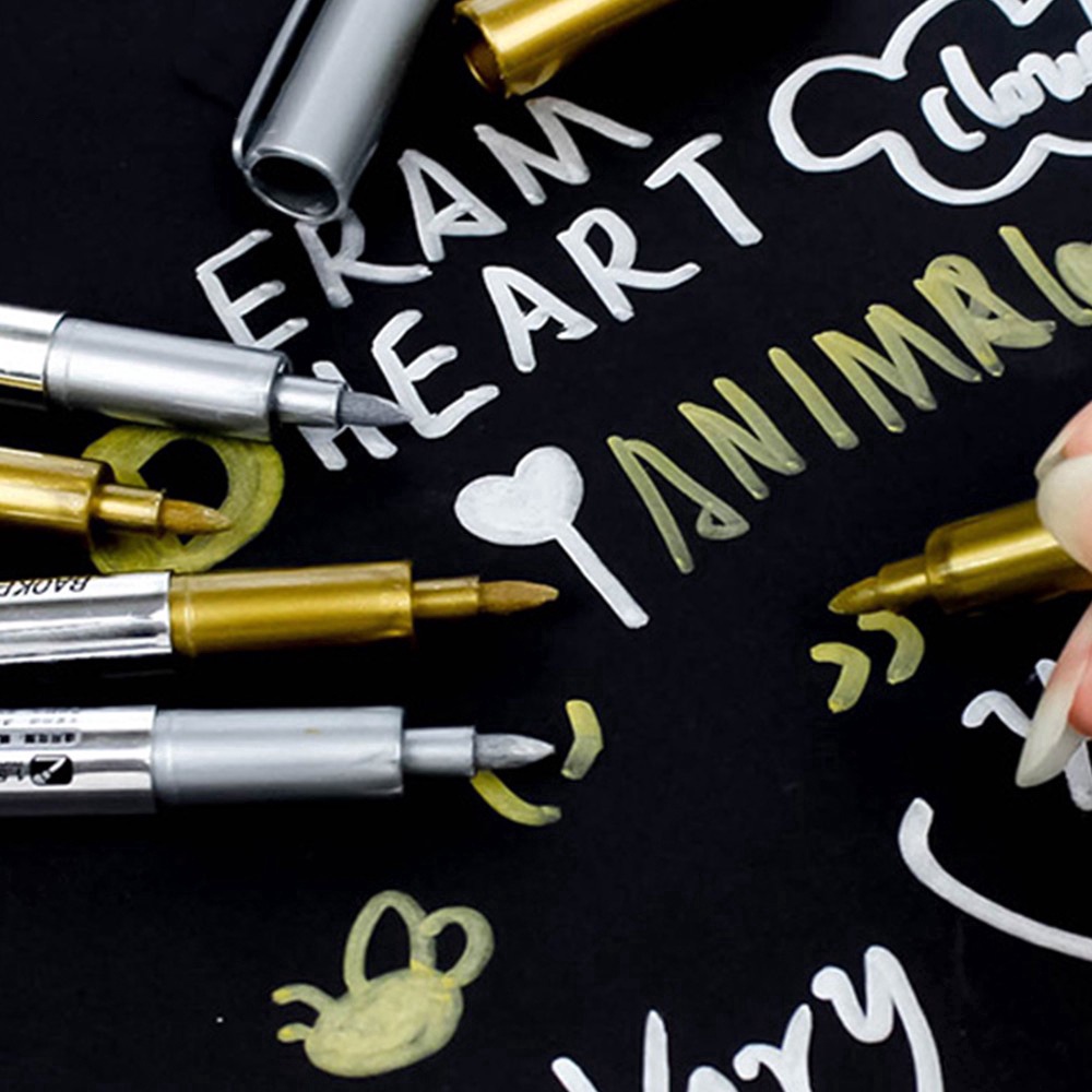 Bút viết màu vàng bạc chống nước viết êm tiện dụng