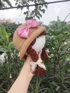 Mũ có tóc giả 2 bên cho bé