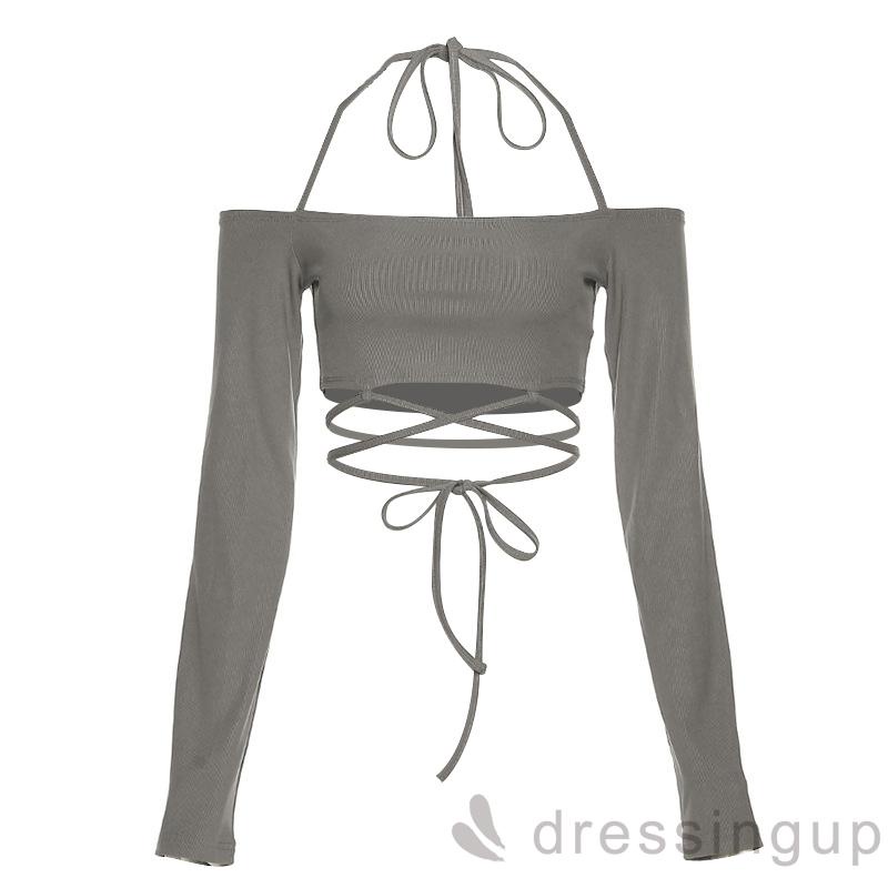 Áo Thun Tay Dài Hở Vai Màu Sắc Thời Trang Dành Cho Nữ