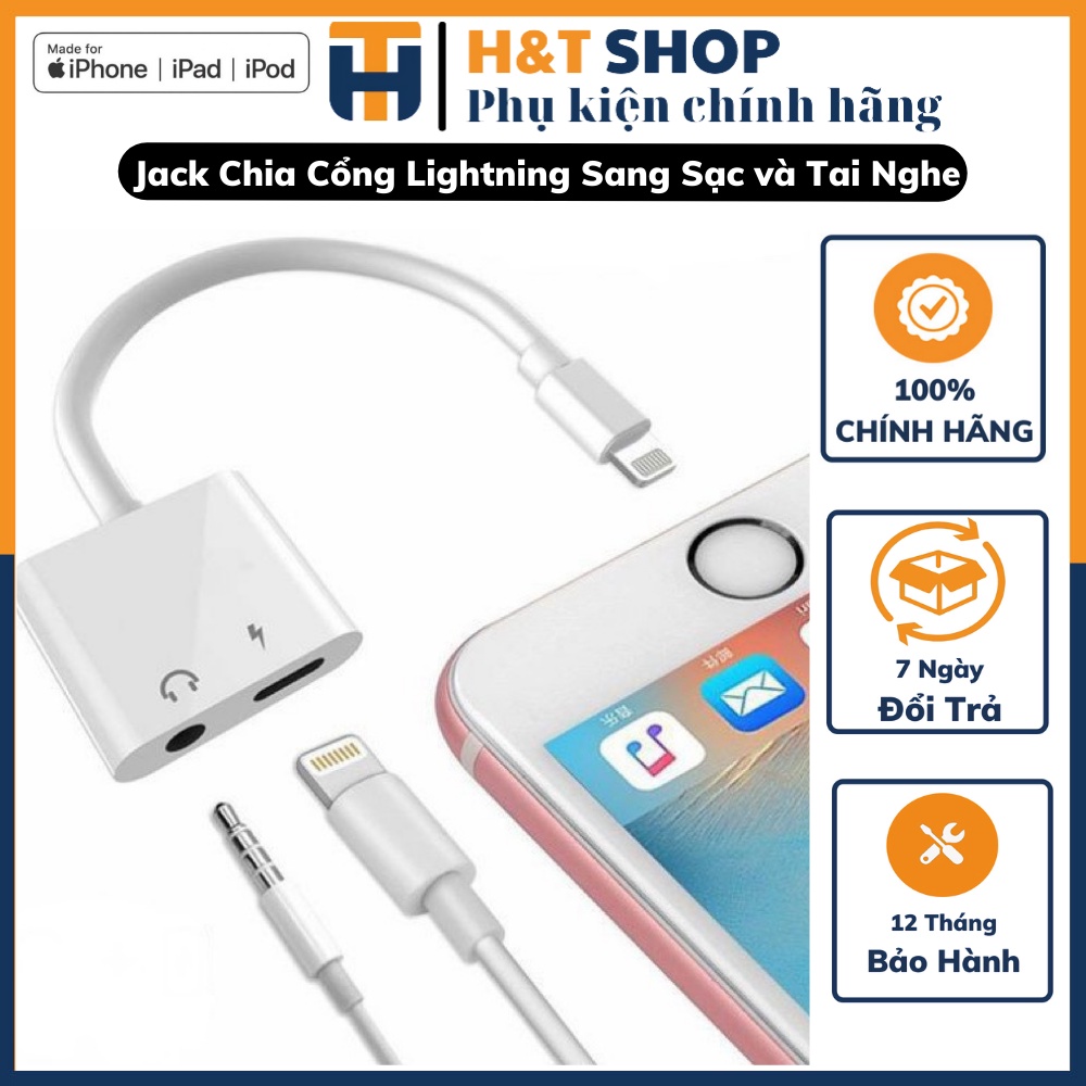 [BH 12 THÁNG] Jack Chia Cổng Lightning Sang Sạc và Tai Nghe Hỗ Trợ Mic