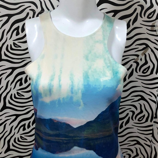 Đầm suông xanh wax màu xẻ hàng si 2hand