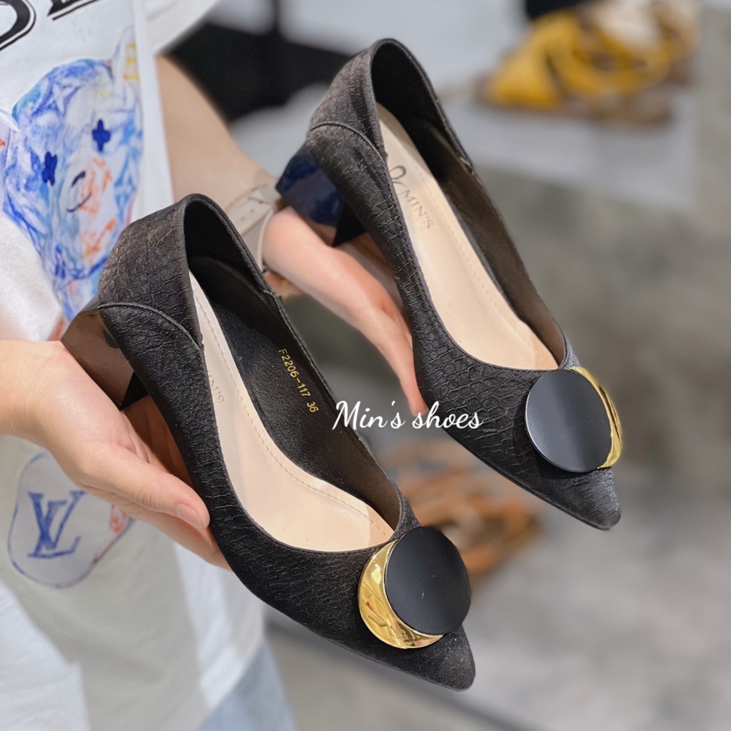 Min's Shoes - Giày Gót Vuông Da Dê Cao Cấp VN110