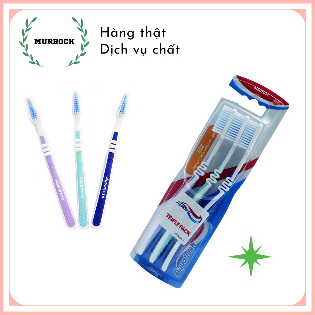 Bàn chải đánh răng Aquafresh Flex Medium, bộ 3 cái UK Anh Quốc