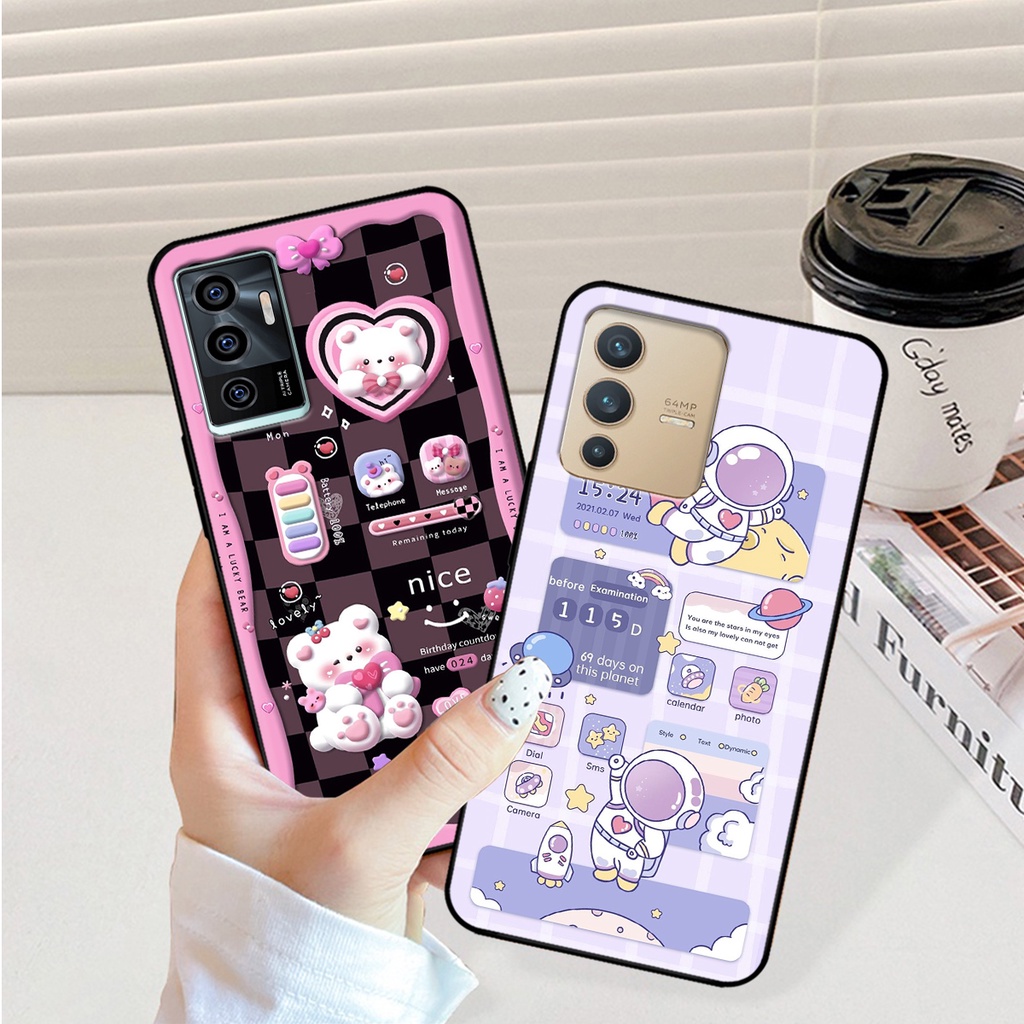 Ốp lưng Vivo V23e - Vivo V23 5G hình gấu, vũ trụ ngân hà chibi. ốp chống sốc bền đẹp