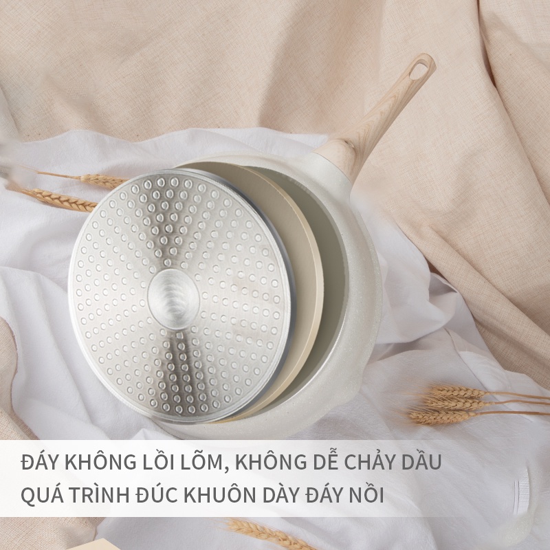 Chảo chống dính Simplus vân đá Maifan Vanilla Series chiên rán thông dụng dùng được cho bếp từ và ga