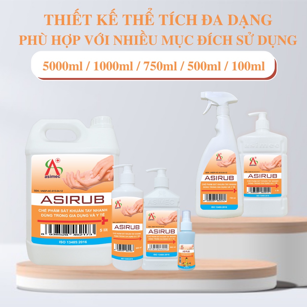 Dung dịch xịt sát khuẩn tay Asirub 750ml