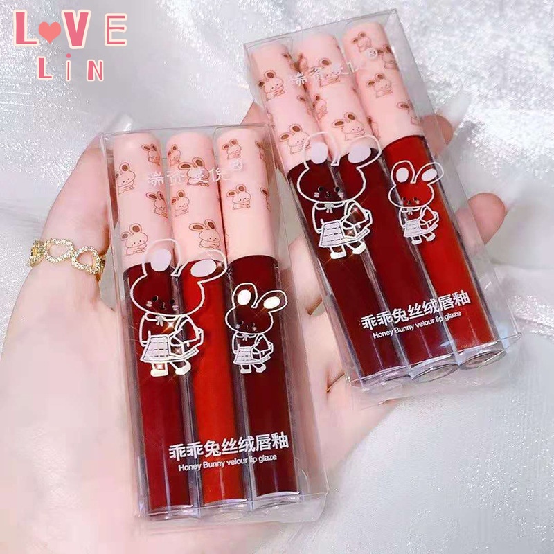 Set 3 son kem Guaiguai chất nhung lì dưỡng ẩm không dính cốc