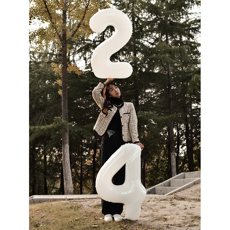 Bong Bóng Lá Nhôm 32 Inch Màu Trắng Dùng Trang Trí Tiệc Sinh Nhật/Đám Cưới