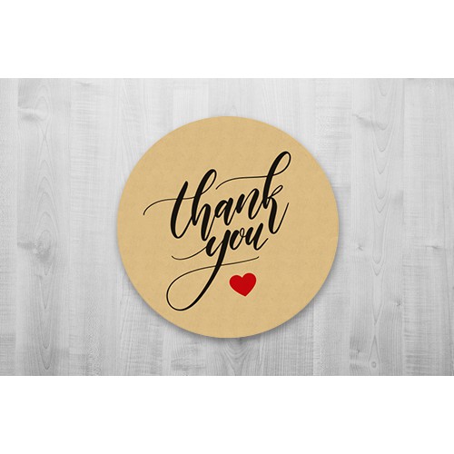 Nhãn decal Thanks cảm ơn Kraft in sẵn hỗ trợ in theo yêu cầu kích thước 5 cái - 3.5cm