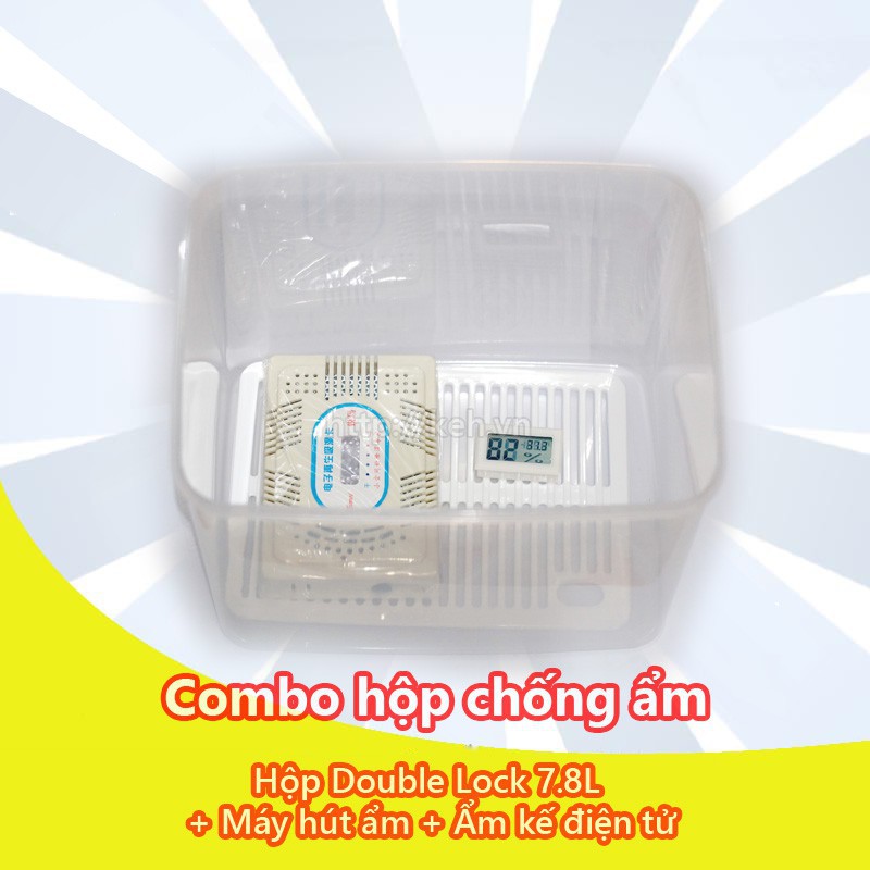 Combo Hộp chống ẩm + Ẩm kế + Máy hút ẩm