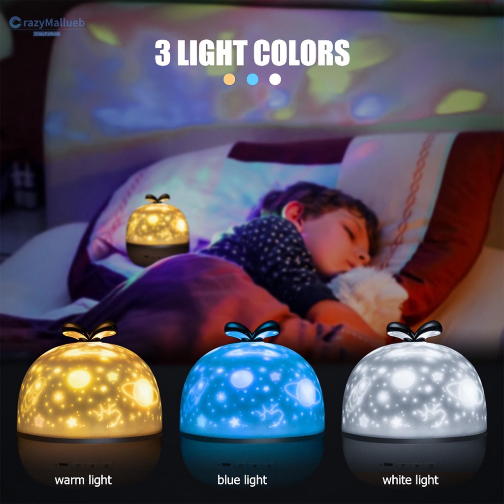 Crazymallueb❤Projector Night Light USB Rechargeable Romantic Star Sky Lamp for Kids Bedroom❤Lighting