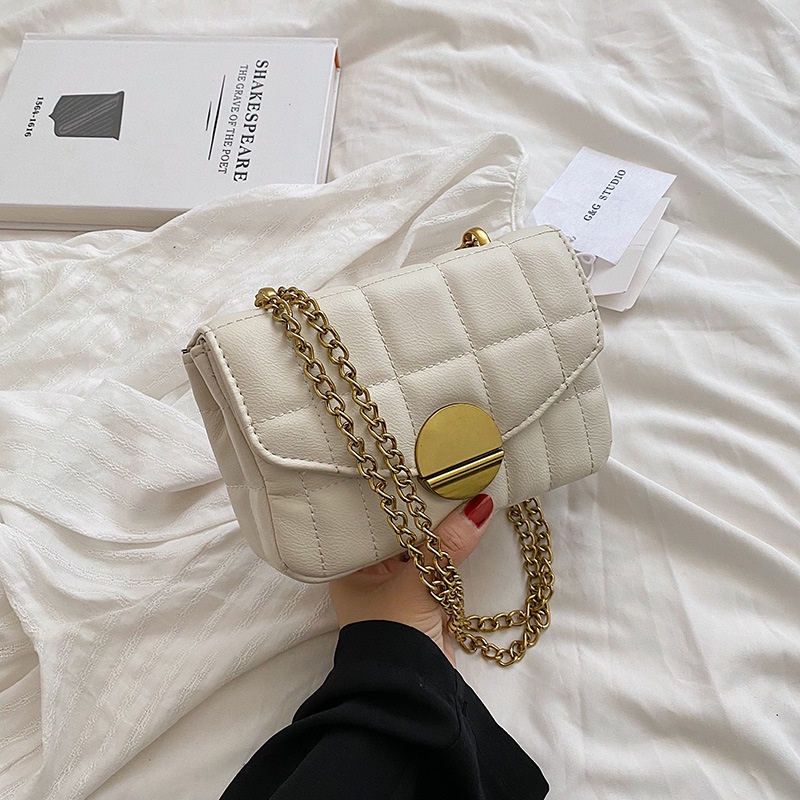 Túi Đeo Vai Hình Vuông Cỡ Nhỏ Phối Dây Xích Thời Trang Cho Nữ