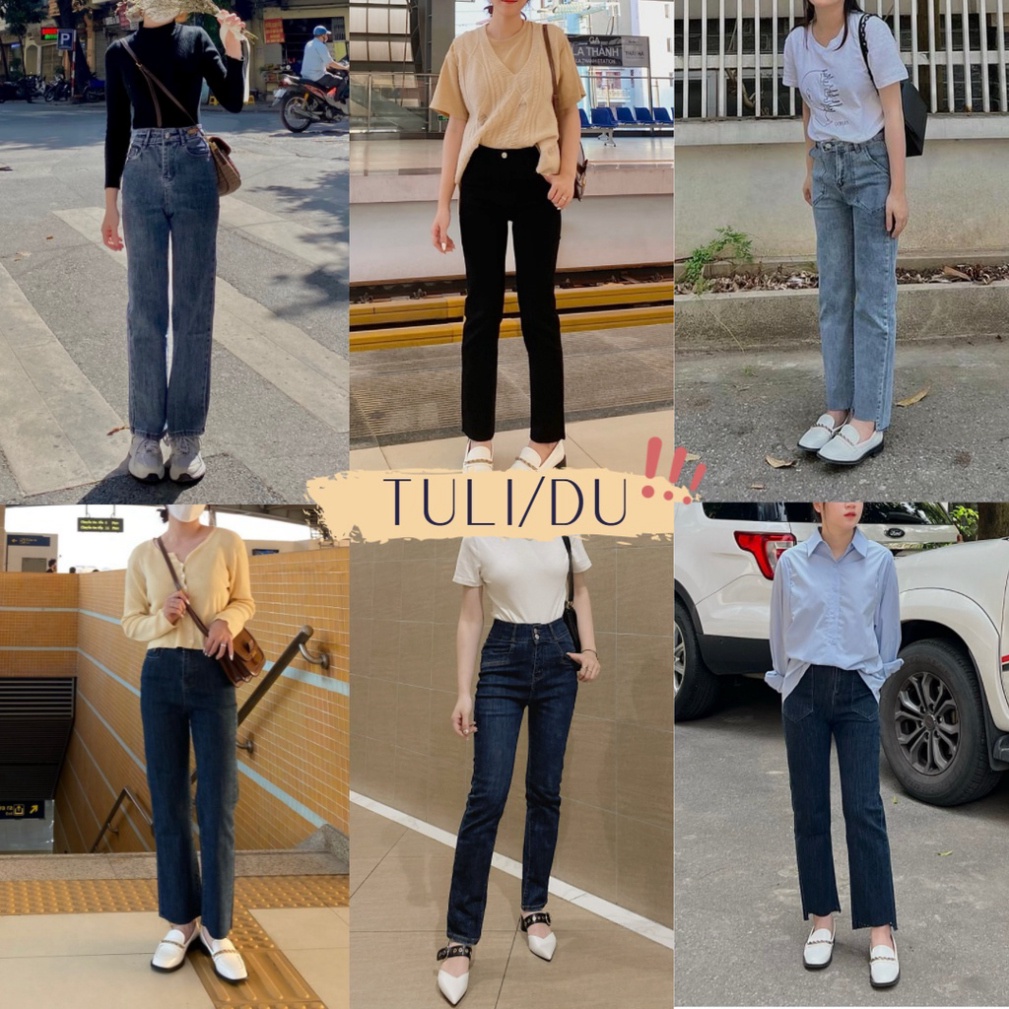 Quần Bò Nữ Suông Nhẹ Lưng Cao - Quần Jean Ống Đứng Form Hàn