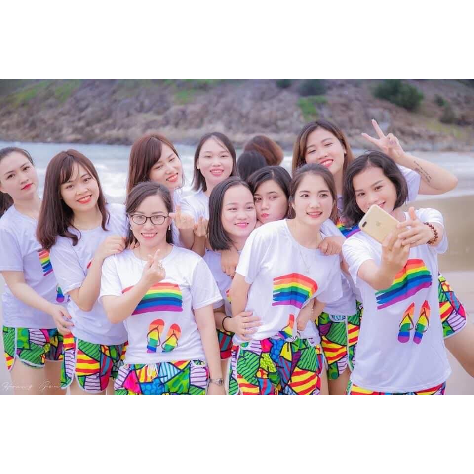 Áo Gia Đình kẻ cầu vồng - Thun Cotton