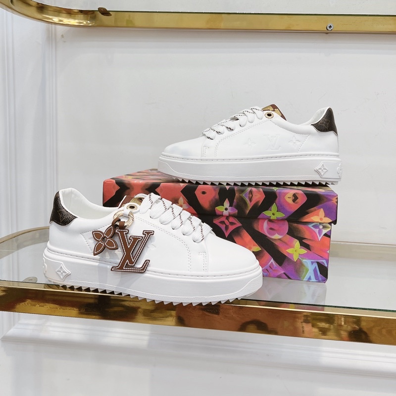 Giày thể thao spsl trắng móc khoá stick vân chìm gót nâu fullbox