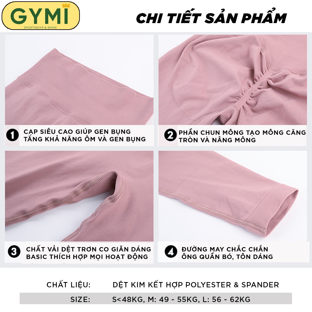 Quần tập gym nữ chun mông Mitao Girl GYMI QD32 dáng legging nâng mông chất dệt cạp cao tập yoga, thể thao