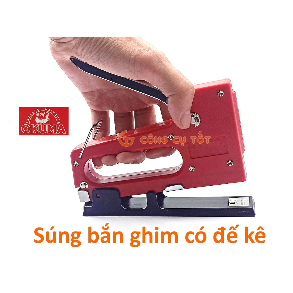Súng bắn kim gỗ và giấy 4-8mm Okuma ST-707A&amp;S kèm đế kê đóng gáy sách