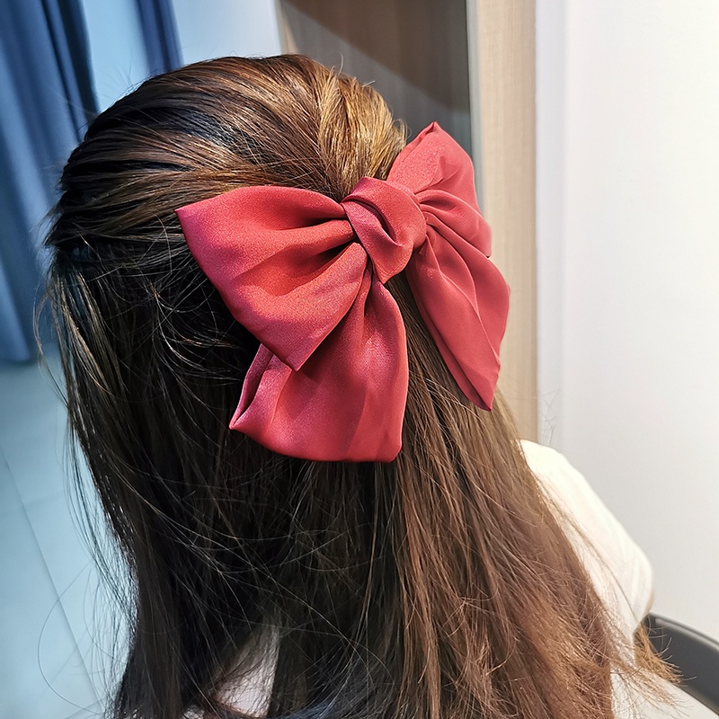 Kẹp Tóc Nơ Màu Đỏ Phong Cách Nhật Bản Dễ Thương Cho Nữ