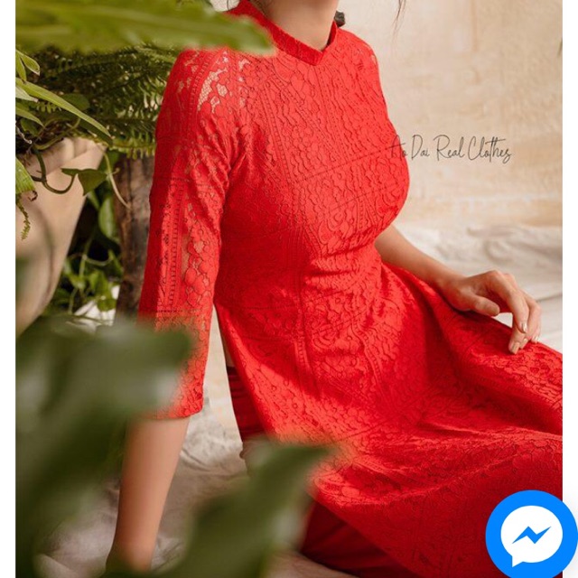 Áo dài ren tay dài Real Clothes (ren y hình)