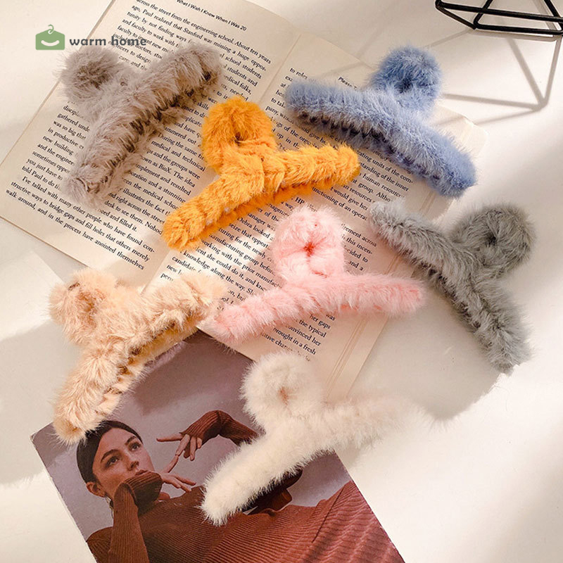 Kẹp Tóc Loại Lớn Phối Lông Thỏ Độc Đáo