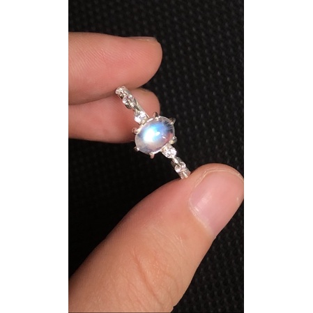 Nhẫn bạc oval mặt trăng ms