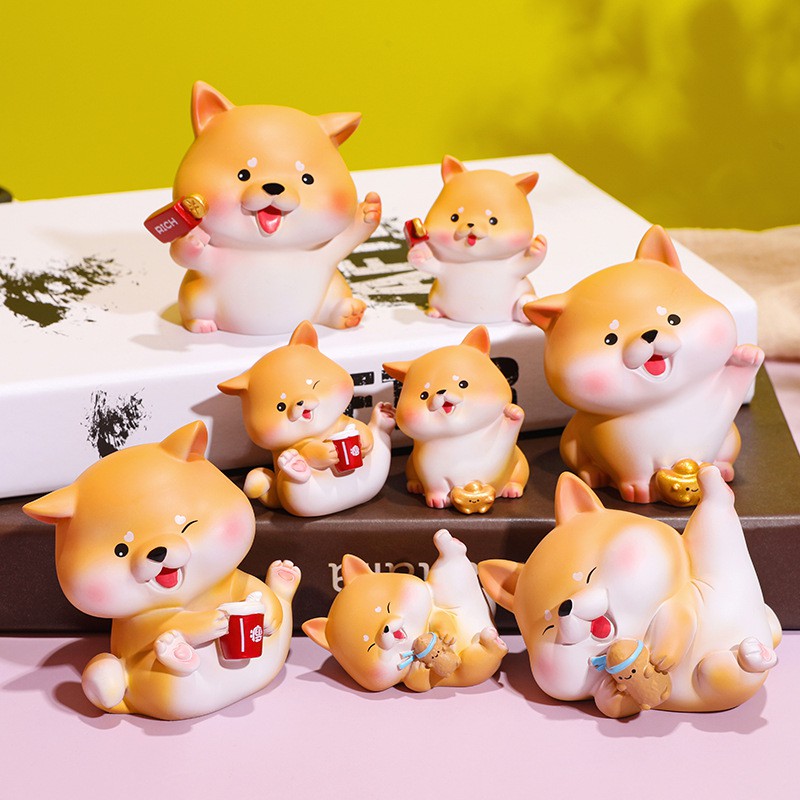 [Size nhỏ] Mô hình cún Bingo chó Shiba tài lộc may mắn dễ thương trang trí bàn làm việc, taplo ô tô, quà tặng