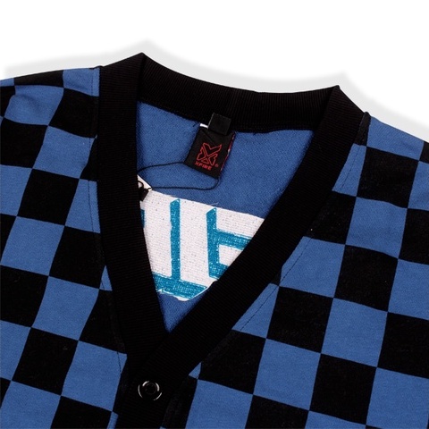 Áo Khoác Nam Nữ Cardigan Màu Caro Đen Xanh Thêu Logo Chất Nỉ Oversized Thương Hiệu By Xfire CARD-CARNI-BC622