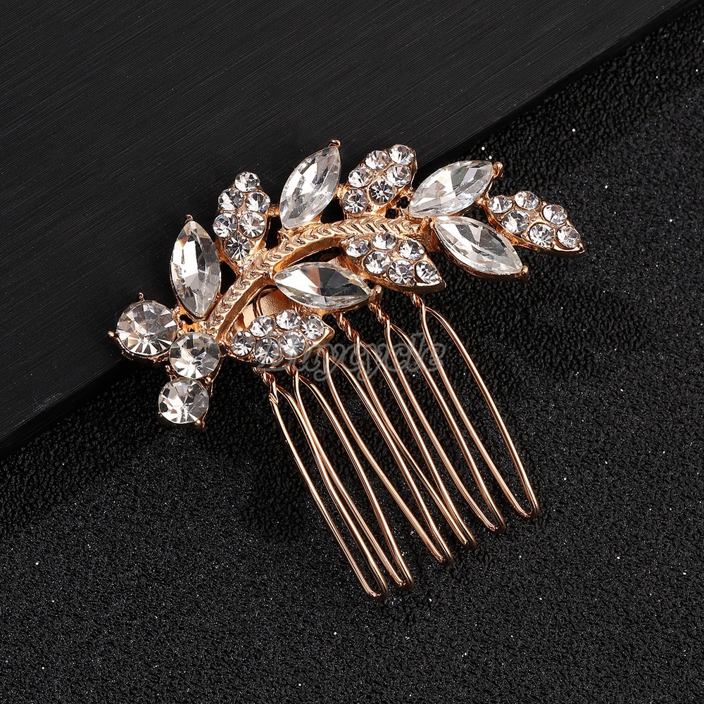 Lược Cài Tóc Hình Chiếc Lá Đính Đá Thời Trang Cho Cô Dâu