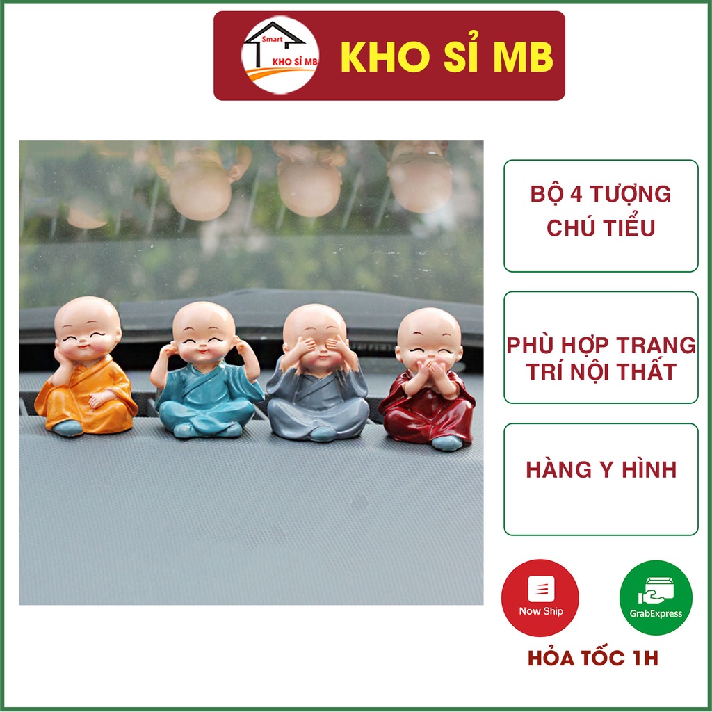 bộ tượng 4 chú tiểu tứ không, tượng trang trí nội thất ô tô, bàn làm việc kho sỉ mb