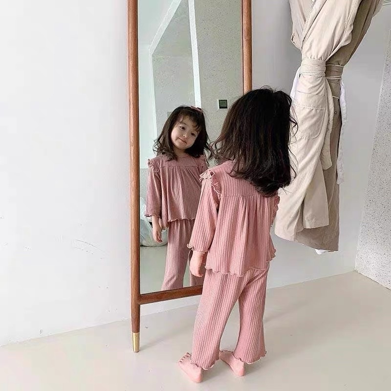 Bộ quần áo ngủ dài tay cho bé gái bộ ngủ bé gái 8-19kg Củ khoai tây shop chất tăm mềm mịn siêu dễ thương