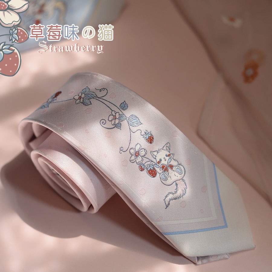 Bộ Đồng Phục Nữ Sinh Phối Nơ Họa Tiết Dâu Tây Dễ Thương