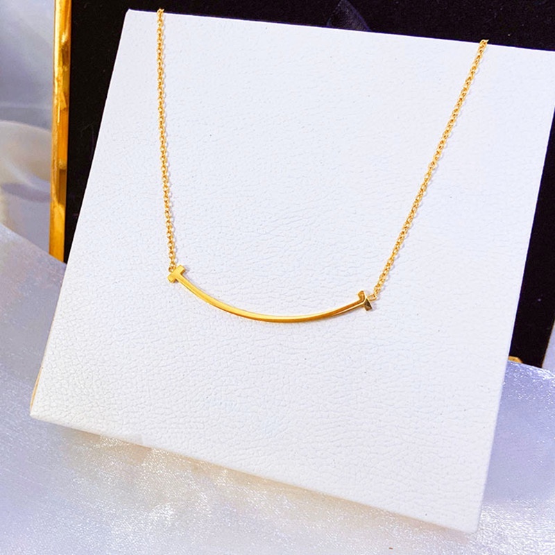 Dây Chuyền Thép Titan Mạ Vàng 18k Mặt Cười Đơn Giản Thời Trang