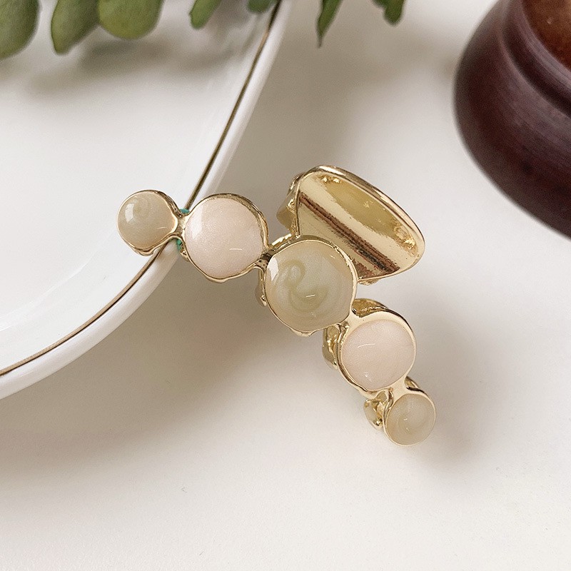 kẹp tóc càng cua NOVSET kẹp tóc hàn quốc đẹp thiết kế Kim Loại dáng dài họa tiết Hình Tròn Phối Màu Mã #111